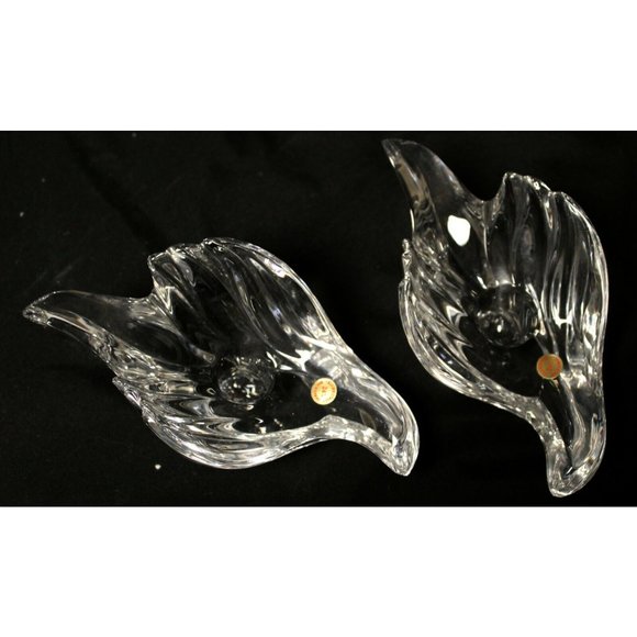 Pair of German Bleikristall Clear Dove Taper Candle Holders 24% Lead Crystal - Picture 7 of 9